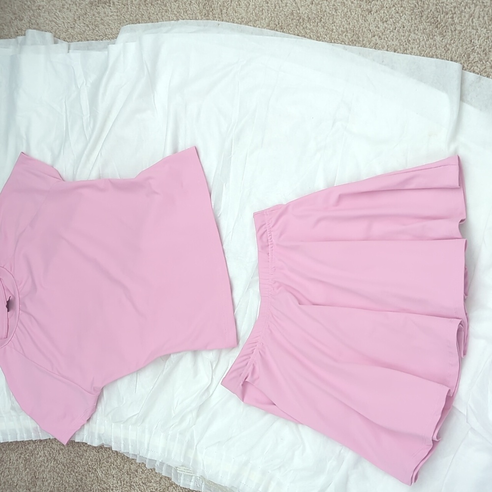 Chic Pink Skater Skirt set for Women